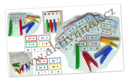 Kolíčkovka - sčítání a odčítání do 20 s přechodem desítky