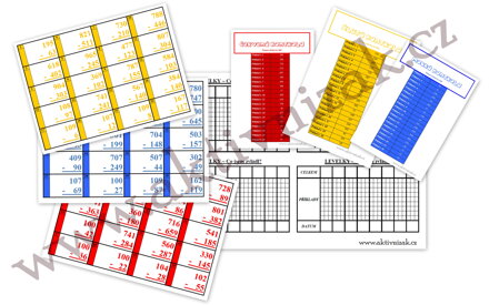 Levelky - písemné odčítání v oboru čísel do 1000