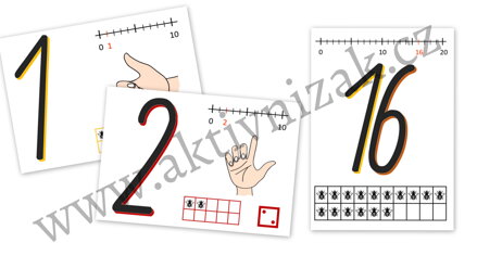 Číslice 0 – 20 demonstrační karty A4