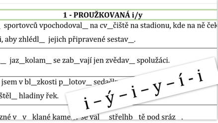 PROUŽKOVANÁ I, Í, Y, Ý