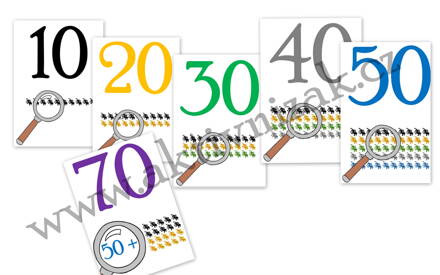 Detektivní řada čísel do 100 - demonstrační obrázky  A4